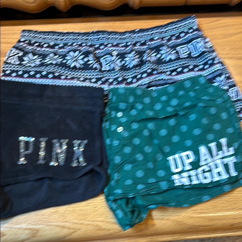 Set of 3 Victoria's Secret PINK Pajama Shorts Set Spartans Sequins Medium